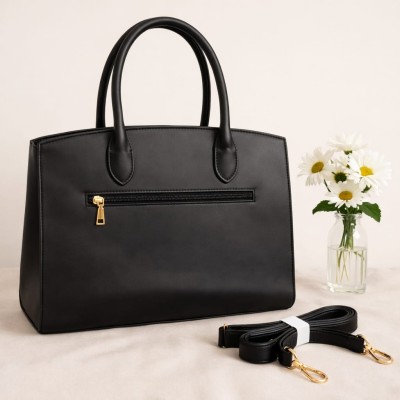 Bolso Tote Negro Elegante con Asa Larga y Correa Ajustable