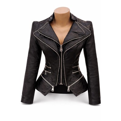 Chaqueta biker efecto piel desmontable