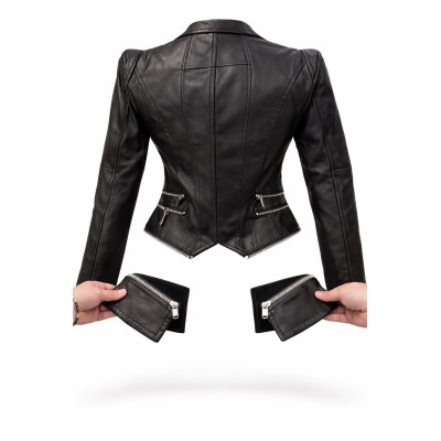 Chaqueta biker efecto piel desmontable