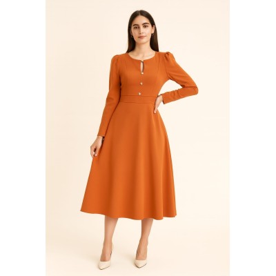 Vestido midi color naranja