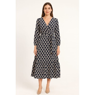 Vestido midi con estampado geométrico